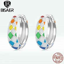 BISAER Ear Buckles 925 Sterling Silver Delicate Rainbow Chequered Earrings For Women Wedding Fine Jewelry Gift ECE1351 
BISAER Ear Buckles 925 Sterling Silver Delicate Rainbow Chequered Earrings For Women Wedding Fine Jewelry Gift ECE1351