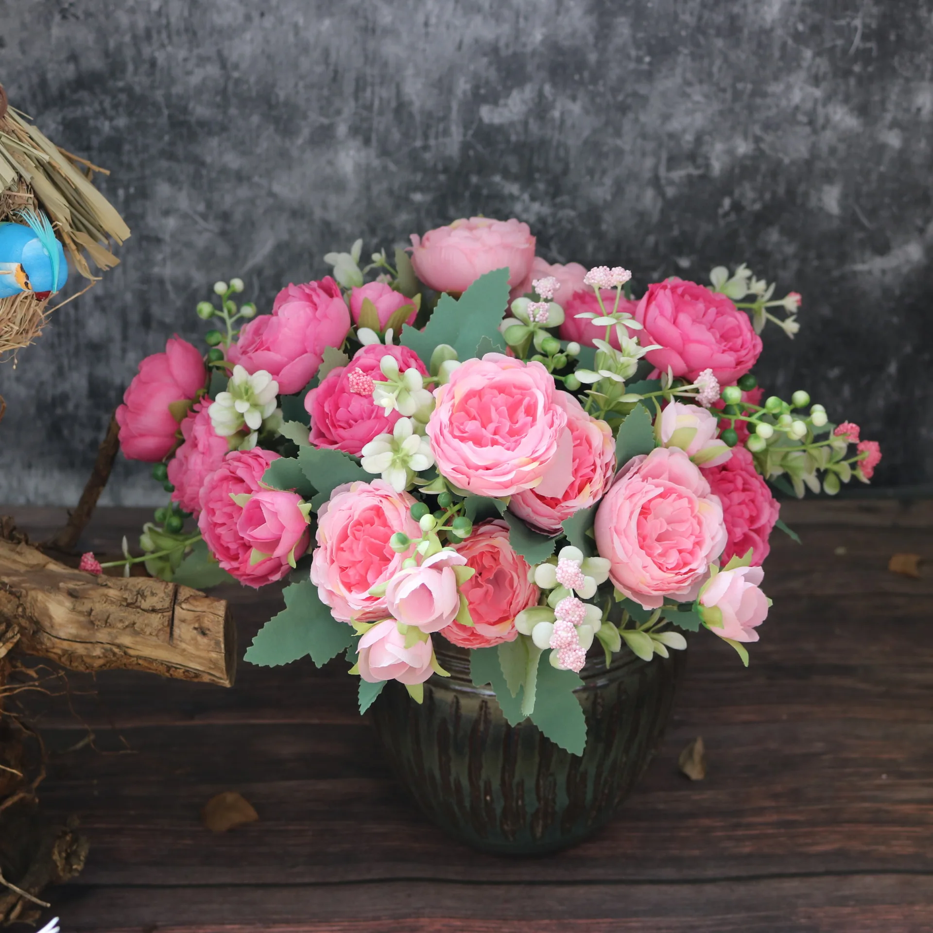 Generic 1 Bunch Of 5 Beautiful Artificial Peony Roses Silk Flower