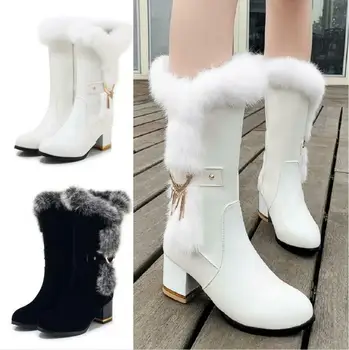 Women's Fur Trim Tassels Metal Decor Mid Calf Riding Boots Big Size 
Women's Fur Trim Tassels Metal Decor Mid Calf Riding Boots Big Size