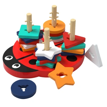 Wooden Geometric Shape Four Column Beetle Pattern Matching Game Kids Early Educational Learning Toys
Wooden Geometric Shape Four Column Beetle Pattern Matching Game Kids Early Educational Learning Toys