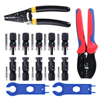 Crimping Tool Kit Solar Crimper Wire Cable Stripper Cutter PV Panel Tool Kit for 2.5/4/6mm² Solar Panel PV Cable