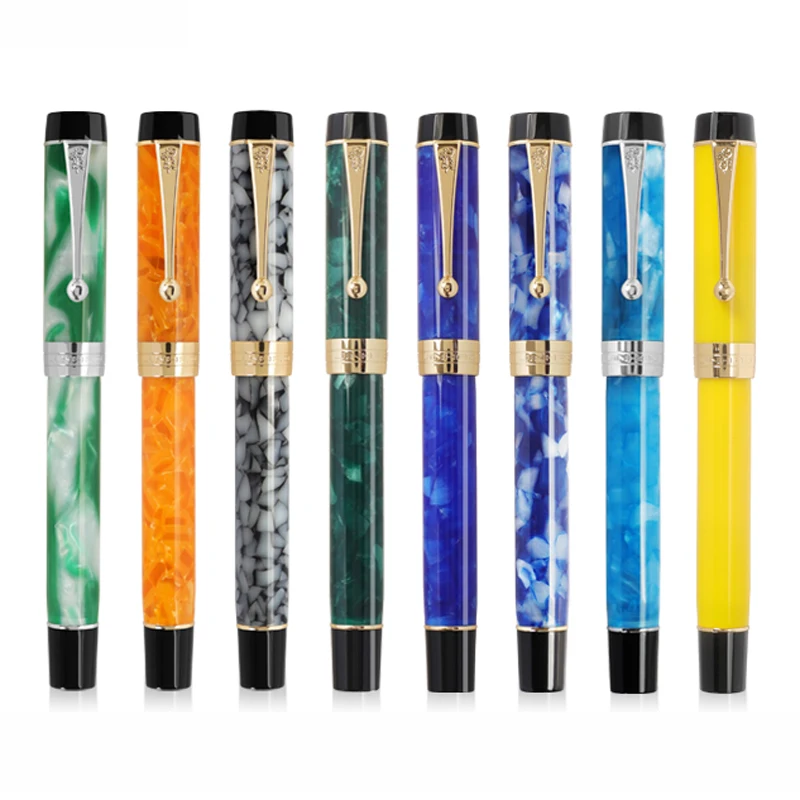 

Jinhao 100 деловая Столетняя перьевая ручка из смолы многоцветная EF/F/M/изогнутое перо золотая зажимы-преобразователи ручка для письма новые канцелярские принадлежности