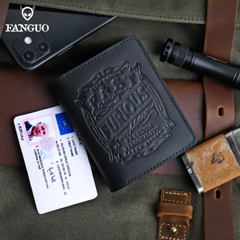 빈티지 정품 가죽 운전 면허증 홀더 지갑 독특한 디자인 신용 카드 슬롯 자동 문서 주머니 동전 지갑 짧은 지갑