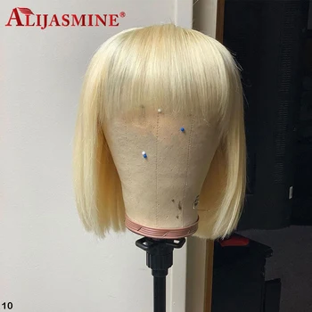 613 Blonde Bob Wig With Bang 150 Density Brazilian Remy Short Bob Bang Wigs For Black Women 13X4 Human Hair Wigs With Bang
613 Blonde Bob Wig With Bang 150 Density Brazilian Remy Short Bob Bang Wigs For Black Women 13X4 Human Hair Wigs With Bang