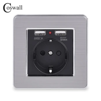 Coswall Dual USB Charging Port 5V 2.1A Wall Charger LED Indicator EU Socket Stainless Steel Panel Black White Gold Grey
Coswall Dual USB Charging Port 5V 2.1A Wall Charger LED Indicator EU Socket Stainless Steel Panel Black White Gold Grey
