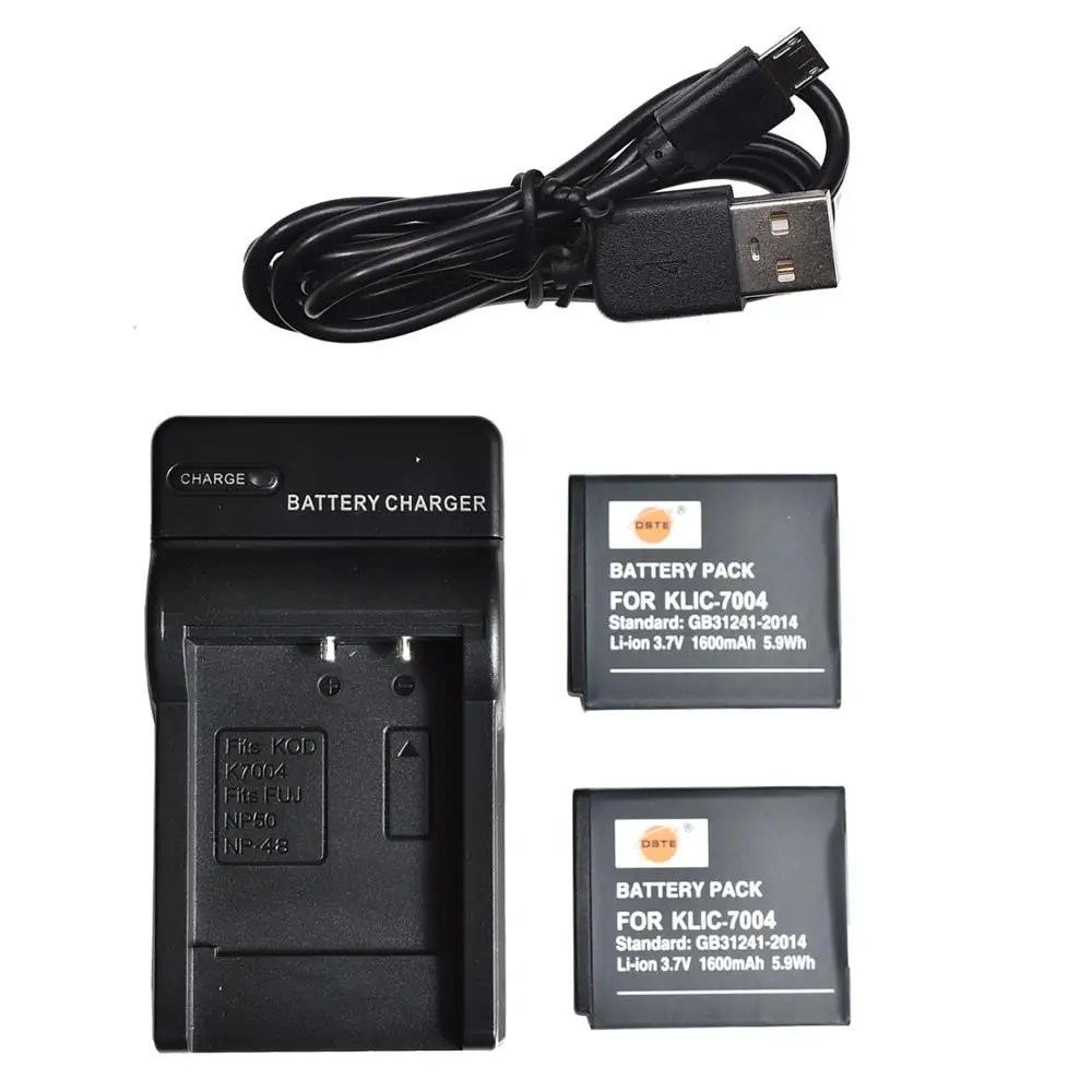 DSTE 2PCS KLIC-7004 Camera Battery with USB Charger for KODAK Q10 M1033 V1073 V1253 | Электроника