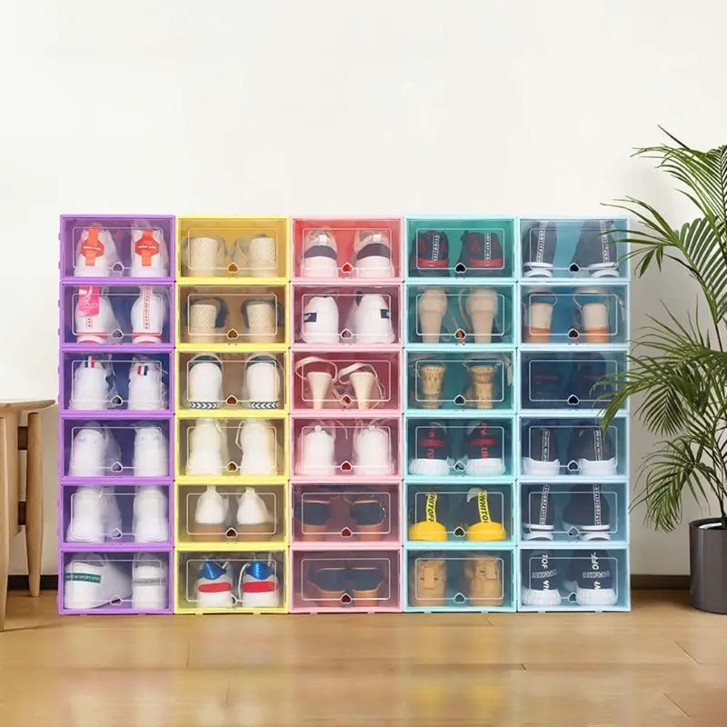 6Pcs Plastic Shoe Box Stackable Foldable Shoe Organizer Drawer Storage Case with Clear Door Flipping Lid Ladies Men 34x24x14cm
6Pcs Plastic Shoe Box Stackable Foldable Shoe Organizer Drawer Storage Case with Clear Door Flipping Lid Ladies Men 34x24x14cm
