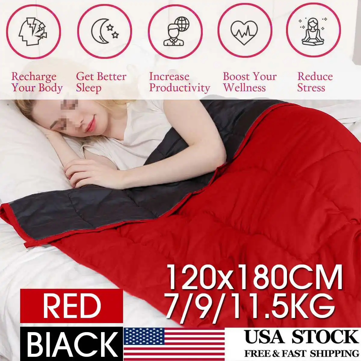 Black&Red 120x180CM 7/9/11.5KG Weighted Blanket for Adult Gravity Blankets Decompression Sleep Aid Pressure Weighted Quilt
Black&Red 120x180CM 7/9/11.5KG Weighted Blanket for Adult Gravity Blankets Decompression Sleep Aid Pressure Weighted Quilt