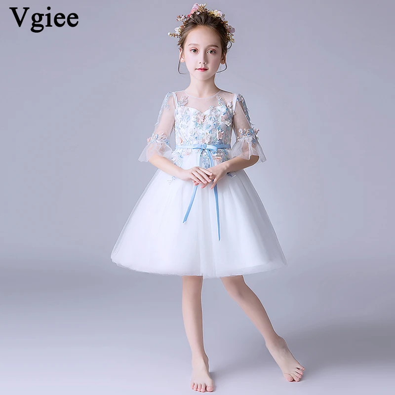 

Vgiee Girls Dresses for Wedding Birthday Cotton Mesh Flowers Knee-Length Princess Dress Girls Kids Little Girl Clothes CC678