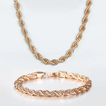 DI-236 Rose Gold Rope Chain Jewelry Set Twisted Necklace Bracelet for Women Men Fashion Jewelry Gift
DI-236 Rose Gold Rope Chain Jewelry Set Twisted Necklace Bracelet for Women Men Fashion Jewelry Gift