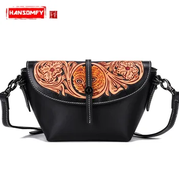 Handmade Leather Carving Women Handbags Female Messenger Bag Retro Bag Small Shoulder Bag First Layer Cowhide Leather Original
Handmade Leather Carving Women Handbags Female Messenger Bag Retro Bag Small Shoulder Bag First Layer Cowhide Leather Original