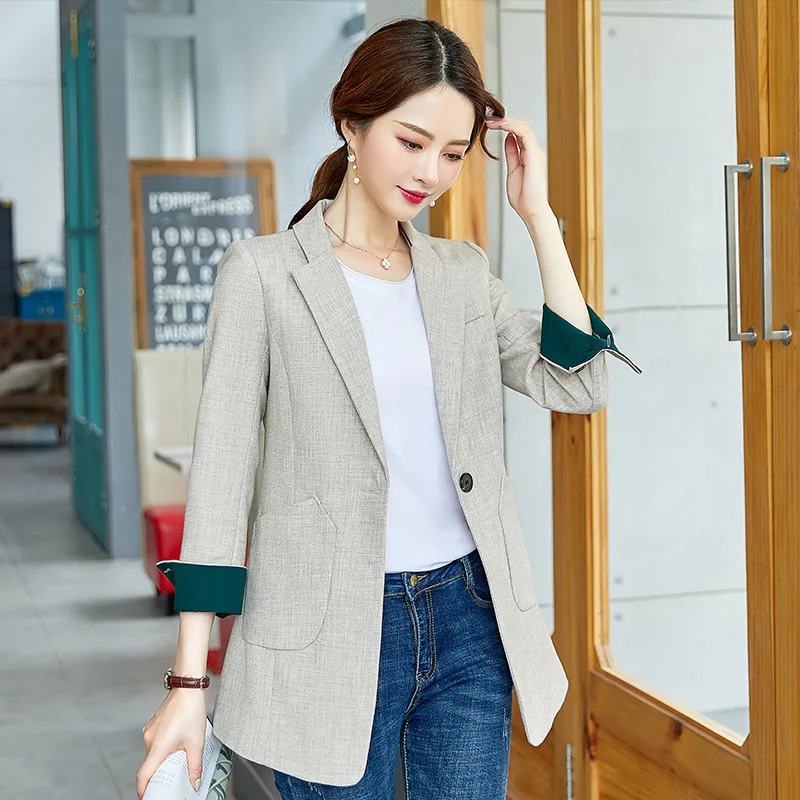 Temperament ladies winter jacket New single button long sleeve loose women's suit large size High quality female office blazer 
Temperament ladies winter jacket New single button long sleeve loose women's suit large size High quality female office blazer
