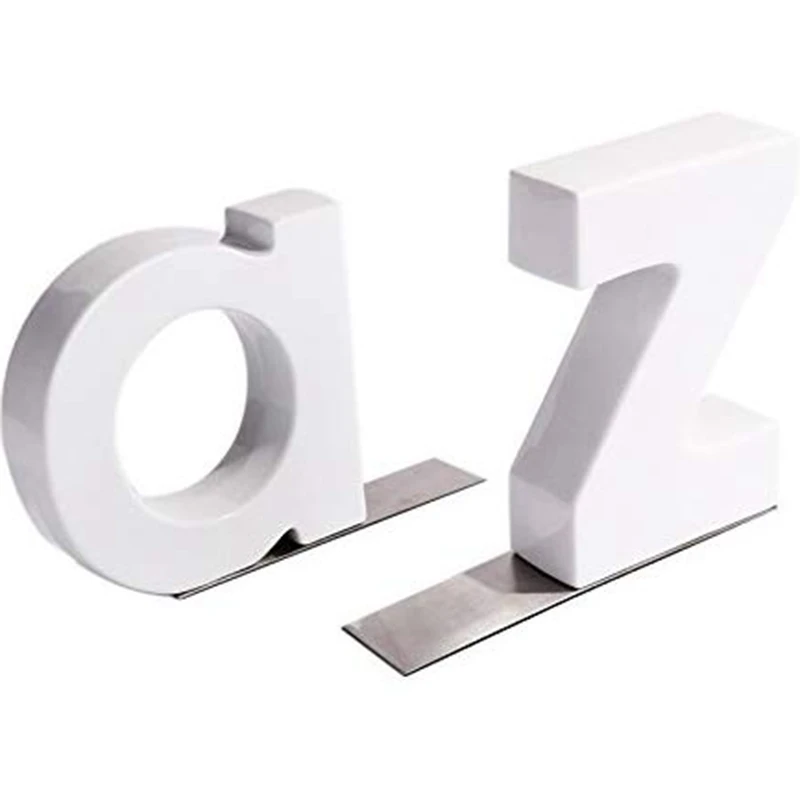 1Pair Heavy Duty Non-Skid Ceramic Letter Bookends Art Bookend Gift for Students and Teachers