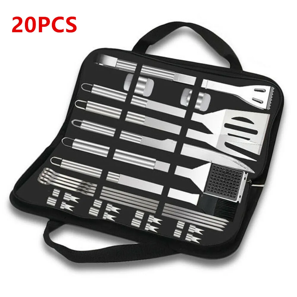 20PCS Stainless Steel BBQ Tools Set Barbecue Grill Accessories Tong Fork Spatula Grilling Utensil Accessories Camping Home Kit
20PCS Stainless Steel BBQ Tools Set Barbecue Grill Accessories Tong Fork Spatula Grilling Utensil Accessories Camping Home Kit