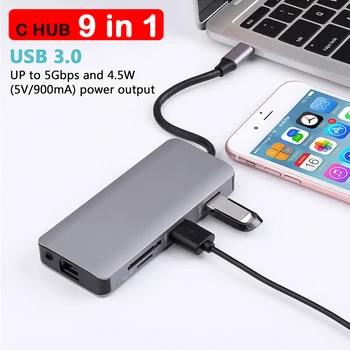 Type C Hub usb c hub 9 in 1 usb hub 3 0 with power supply Converter VGA HD 3.5mm Audio RJ45 HDMI 4K 1080P Micro SD Card Adapters
Type C Hub usb c hub 9 in 1 usb hub 3 0 with power supply Converter VGA HD 3.5mm Audio RJ45 HDMI 4K 1080P Micro SD Card Adapters
