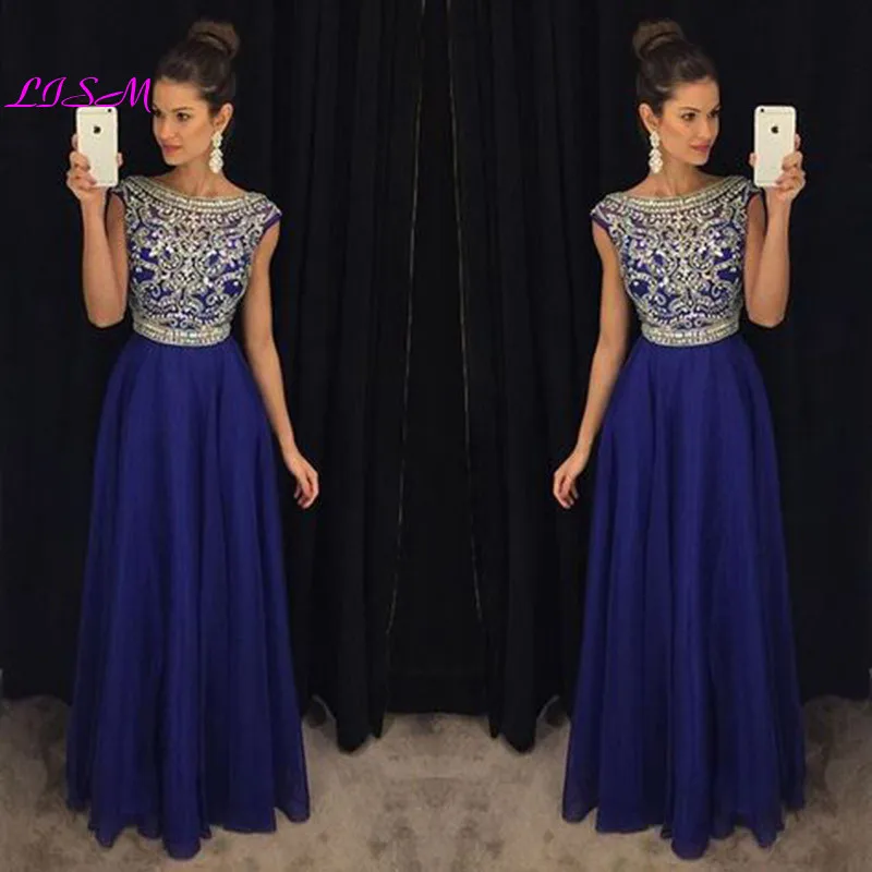 Royal Blue Beaded Crystal Prom Dresses Long Chiffon Evening Formal Gowns Scoop Empire Sleeveless Party Dress 2020
Royal Blue Beaded Crystal Prom Dresses Long Chiffon Evening Formal Gowns Scoop Empire Sleeveless Party Dress 2020