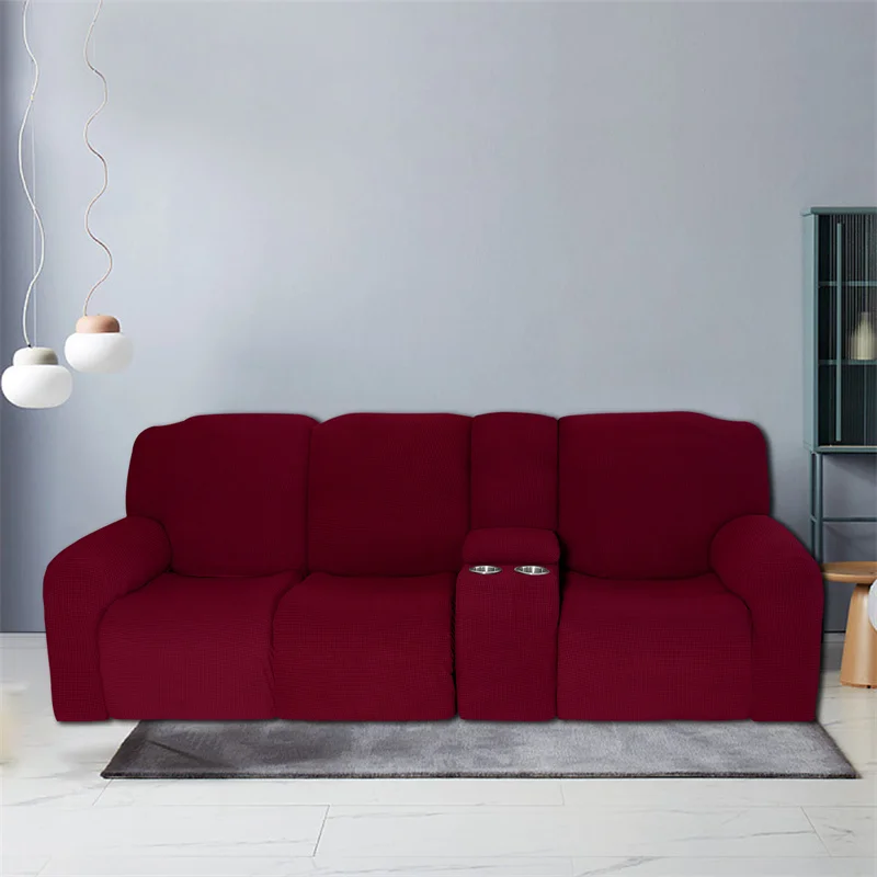 Housse extensible pour fauteuil inclinable 3 places, avec porte-gobelet, en polaire, pour salon Housse extensible pour fauteuil inclinable 3 places, avec porte-gobelet, en polaire, pour salon