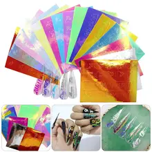 18 גיליונות/סט רצועת קלטת נייל מדבקה הולוגרפית צבעוני אש השתקפויות עצמי דבק שקפים DIY נייל אמנות קישוט מדבקה(China)