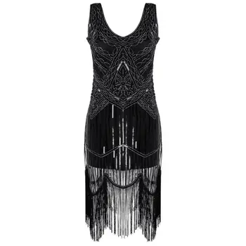 Fashion Summer Gatsby Flapper 1820s Beaded Vintage Fringe Sequin Sleeveless Womens Party Dress 
Fashion Summer Gatsby Flapper 1820s Beaded Vintage Fringe Sequin Sleeveless Womens Party Dress