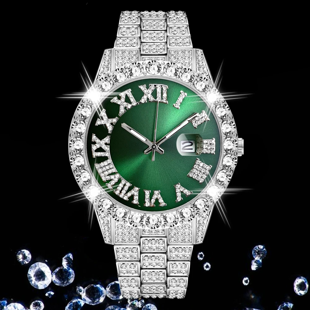 Iced Out часы для мужчин люксовый бренд полный Алмаз мужские AAA CZ кварцевые