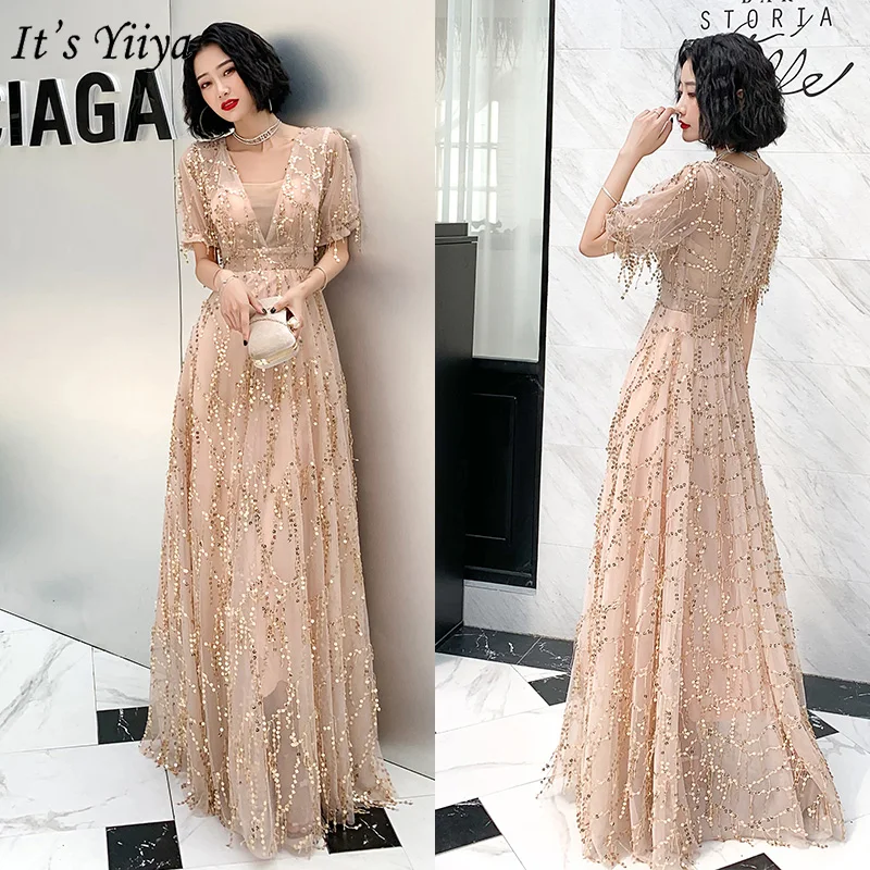 It's Yiiya Formal Dress V-Neck Short Sleeve Sequined A-Line Robe De Soiree LF165 Floor-Length Zipper Tassel Dress Woman Party
It's Yiiya Formal Dress V-Neck Short Sleeve Sequined A-Line Robe De Soiree LF165 Floor-Length Zipper Tassel Dress Woman Party
