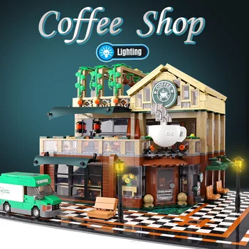 Diy Idea City Street View with LED Light Casual Coffee House Building Blocks Bricks Classic Model Toys Compatible City Block 
Diy Idea City Street View with LED Light Casual Coffee House Building Blocks Bricks Classic Model Toys Compatible City Block