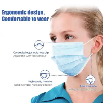 50 pcs Face Mouth Protective Mask Disposable 3 Layers Filter Earloop Non Woven Mouth Masks Safe Breathable Dustproof Masks
50 pcs Face Mouth Protective Mask Disposable 3 Layers Filter Earloop Non Woven Mouth Masks Safe Breathable Dustproof Masks