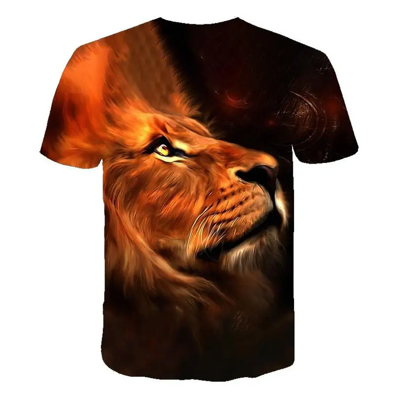 Summer men's T-shirt O-neck short-sleeved clothing Animal Lion 3D printing T-shirt Casual men's T-shirt