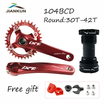 JIANKUN MTB Crankset 104BCD Round Chainring 170mm Road/Mountain Bike Crank 8/9/10/11 Spend Aluminum Alloy Crank Set Red 30-42T
JIANKUN MTB Crankset 104BCD Round Chainring 170mm Road/Mountain Bike Crank 8/9/10/11 Spend Aluminum Alloy Crank Set Red 30-42T