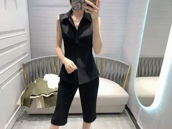 2020 Women Runway Blazer Suits Spring Summer Sleeveless Shirt + High Waist Pant 2 Piece Black / Green / Beige Top Fashion Suits
2020 Women Runway Blazer Suits Spring Summer Sleeveless Shirt + High Waist Pant 2 Piece Black / Green / Beige Top Fashion Suits