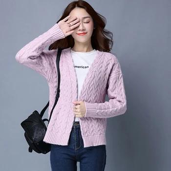 Fashion V-Neck Thick Cardigans Sweaters Women Long Sleeve Loose Knitted Sweaters Female Casual Short Sweaters Coats FP1258
Fashion V-Neck Thick Cardigans Sweaters Women Long Sleeve Loose Knitted Sweaters Female Casual Short Sweaters Coats FP1258