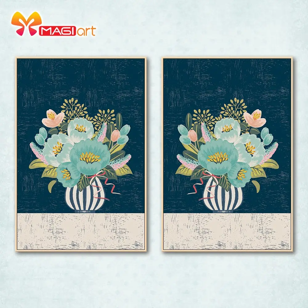 Cross stitch kits Embroidery needlework sets 11CT water soluble canvas patterns 14CT Floral style Blossoming vase-NCMF251 |
