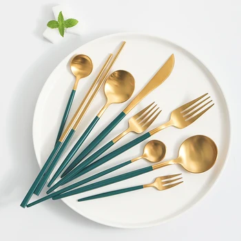 11 Pcs Green Gold Cutlery Set Stainless Steel Western Metal Steak Knife Fork Spoon Tableware Home Wedding Dinnerware Set KK60CJ
11 Pcs Green Gold Cutlery Set Stainless Steel Western Metal Steak Knife Fork Spoon Tableware Home Wedding Dinnerware Set KK60CJ