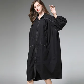 2020 Women Spring Loose Medium Long Cotton Solid Color Shirt Dress Long Sleeve Color Contrast Plus Size Casual Dress Robe Style
2020 Women Spring Loose Medium Long Cotton Solid Color Shirt Dress Long Sleeve Color Contrast Plus Size Casual Dress Robe Style