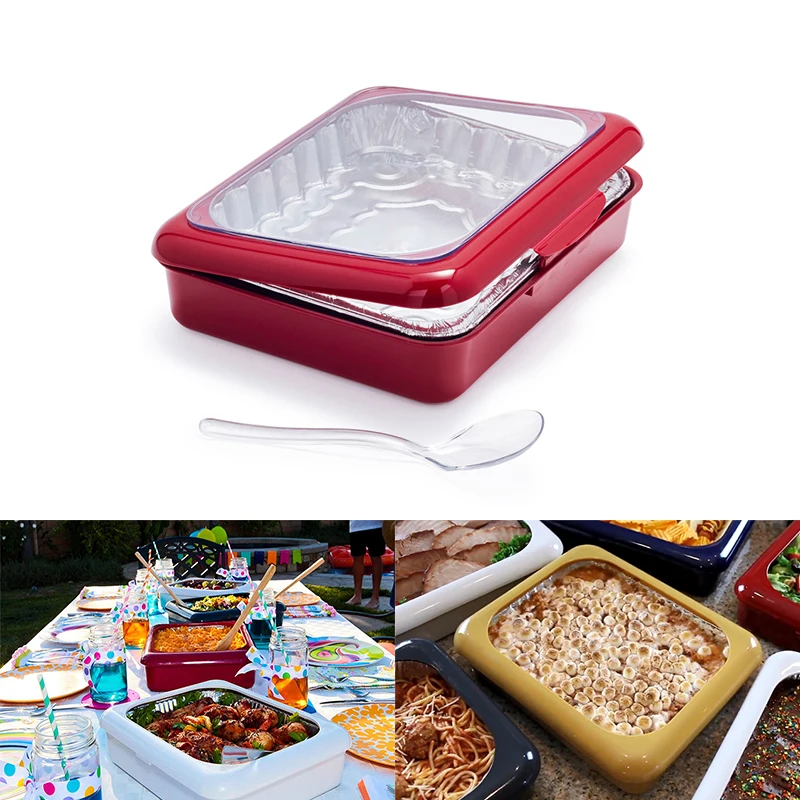 

2 In 1 Portable Fancy Foil Panz Casserole Carrier With Spoon For Indoor & Outdoor Use Fits Half Size Foil Pans Party Picnic Tool