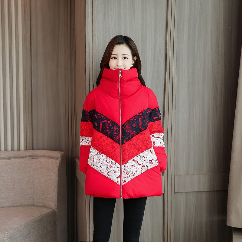 Cotton-padded Clothes Women's down Cotton 2018 Winter New Style WOMEN'S Dress Lace Joint Baseball Uniform Korean-style Stand Col
Cotton-padded Clothes Women's down Cotton 2018 Winter New Style WOMEN'S Dress Lace Joint Baseball Uniform Korean-style Stand Col
