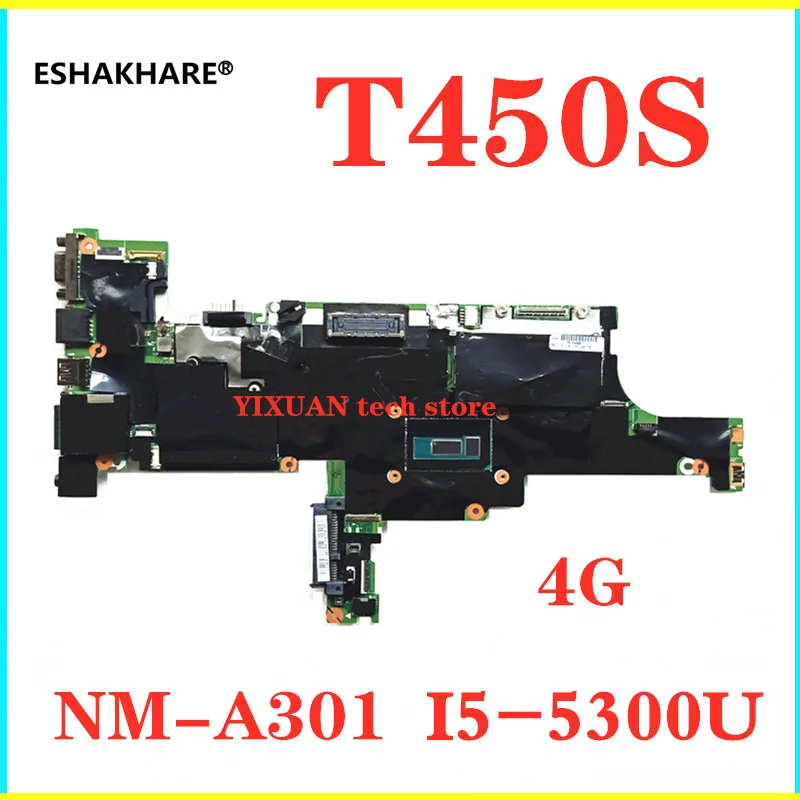 Материнская плата для ноутбука Lenovo Thinkpad T450S AIMT1 NM-A301 i5 5300U CPU RAM 4 Гб FUR 00HT748 100% |