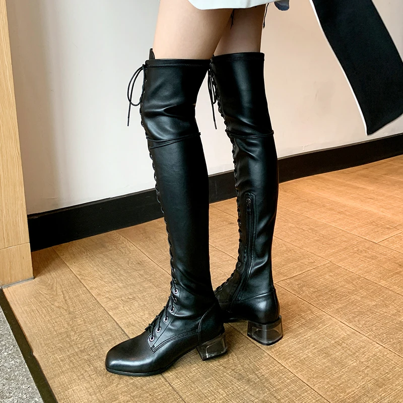 2020 new spring and autumn all-match leather over the knee stretch boots square toe lace-up crystal heel single boots women X346
2020 new spring and autumn all-match leather over the knee stretch boots square toe lace-up crystal heel single boots women X346