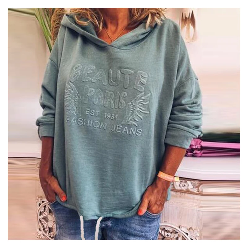 Sweatershirt Hooded Tops Women's Casual Loose Drawstring Fashion Comfortable Warm Embossed Blouses Popular Autumn And Winter
Sweatershirt Hooded Tops Women's Casual Loose Drawstring Fashion Comfortable Warm Embossed Blouses Popular Autumn And Winter