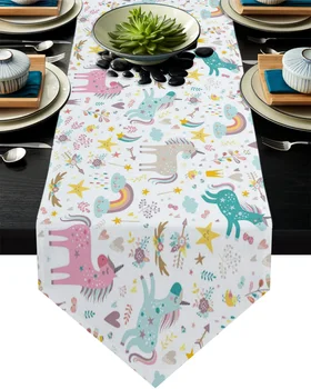 Unicorn Flower Rainbow Cloud Table Runner Wedding Table Decoration Flower Cake Tablecloth Dining Table Decoration for Banquet
Unicorn Flower Rainbow Cloud Table Runner Wedding Table Decoration Flower Cake Tablecloth Dining Table Decoration for Banquet