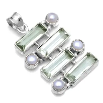 Genuine Green Amethyst Pendant 925 Sterling Silver,42 mm,2SP0867 
Genuine Green Amethyst Pendant 925 Sterling Silver,42 mm,2SP0867