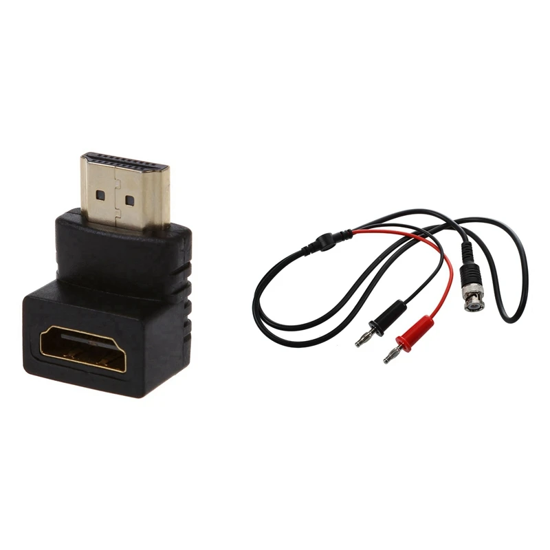 MCA - HDMI Elbow Adapter & BNC Male Dual 4 Mm Banana Plug-Oscilloscope Test Lead Cable 3.5 Feet |