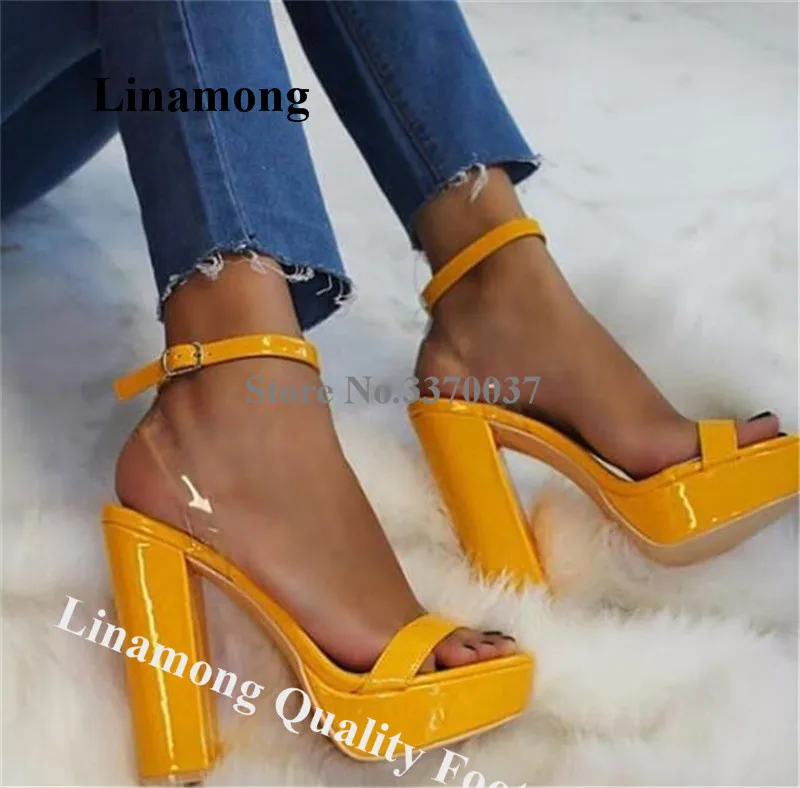 Linamong New Fashion Open Toe High Platform Chunky Heel PVC Strap Sandals Yellow Transparent High Heel Sandals Formal Dress Shoe
Linamong New Fashion Open Toe High Platform Chunky Heel PVC Strap Sandals Yellow Transparent High Heel Sandals Formal Dress Shoe