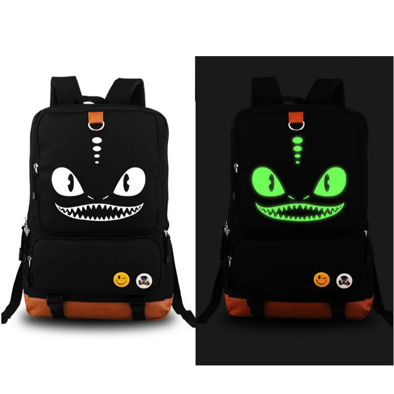Glow в Dark Молнии Рот Большие Глаза Плеча Рюкзак Аниме Покемон Messenger Школьная Сумка