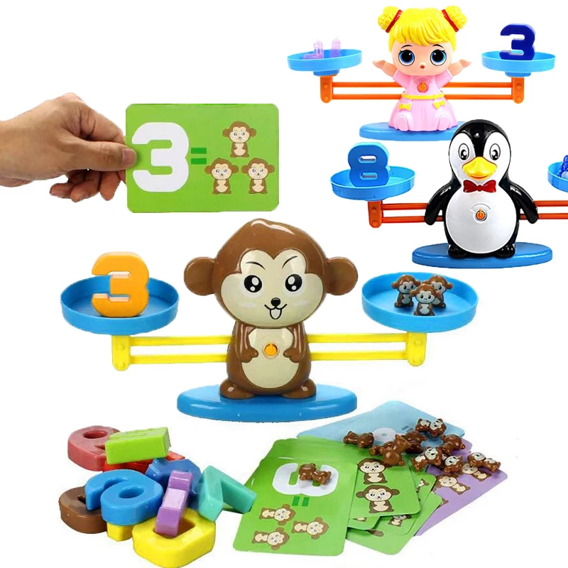 Montessori Math Match Toy Board Game Monkey Puppy Balancing Scale Number Balance Game Baby Educational Learning Add and Subtract
Montessori Math Match Toy Board Game Monkey Puppy Balancing Scale Number Balance Game Baby Educational Learning Add and Subtract