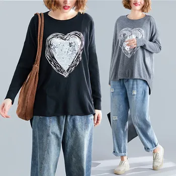 BIG SIZE Autumn Winter Women Vintage Elegant Beads Heart Tops Ladies Female Plus Large Long Sleeve Cotton Knitted Loose T shirt
BIG SIZE Autumn Winter Women Vintage Elegant Beads Heart Tops Ladies Female Plus Large Long Sleeve Cotton Knitted Loose T shirt