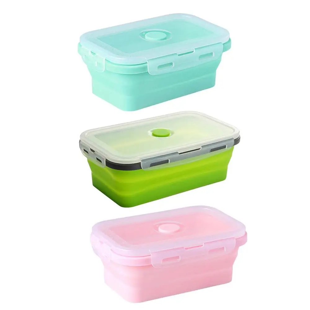 Silicone Food Portable Lunch Box Bowl Bento Folding Collapsible Storage Containe