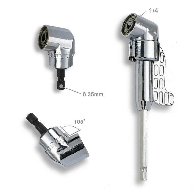 105 Degree Angle Extension Screw Driver Socket Holder Adapter Adjustable Bits Nozzles for Screwdriver Bit Right Angle Driver
105 Degree Angle Extension Screw Driver Socket Holder Adapter Adjustable Bits Nozzles for Screwdriver Bit Right Angle Driver
