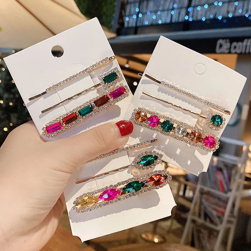 3pcs/Set Sweet Cool Glittering Rhinestone Hair Clips Ins Fashion Hairpin Girls Barrettes Coloirful Party Hair Accessories
3pcs/Set Sweet Cool Glittering Rhinestone Hair Clips Ins Fashion Hairpin Girls Barrettes Coloirful Party Hair Accessories