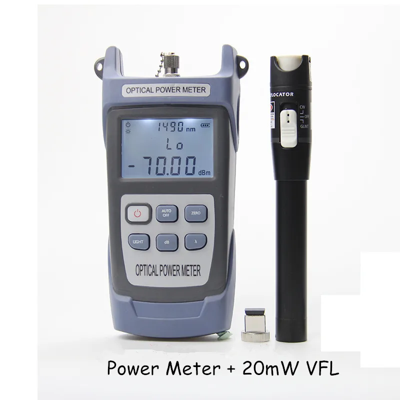 2 in 1 VFL 20mW 20km visual fault locator + Optical Power Meter -70dBm 850/980/1300/1490/1550/1625nm
2 in 1 VFL 20mW 20km visual fault locator + Optical Power Meter -70dBm 850/980/1300/1490/1550/1625nm